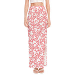 Valentine's Day Heart Pattern Print High Slit Maxi Skirt