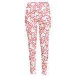Valentine's Day Heart Pattern Print High-Waisted Pocket Leggings