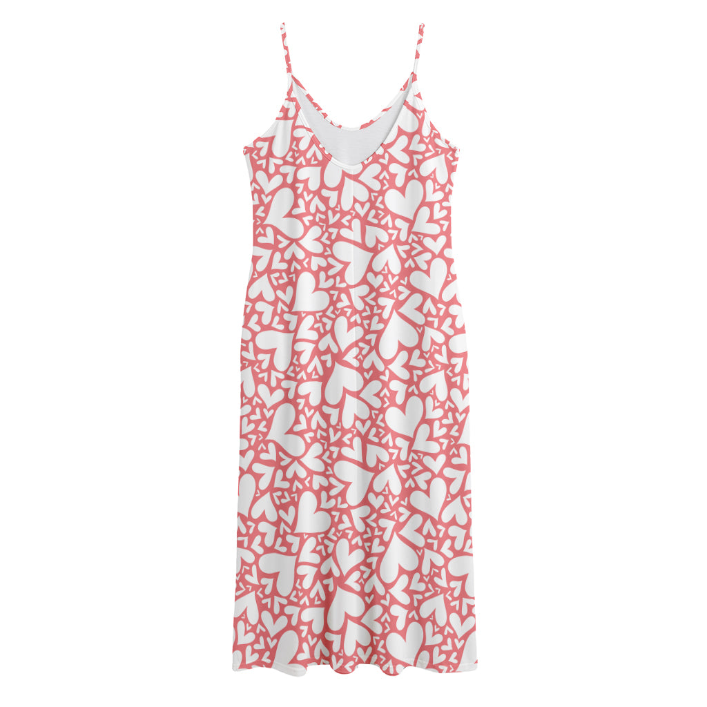 Valentine's Day Heart Pattern Print Jersey Midi Cami Dress
