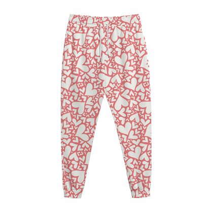 Valentine's Day Heart Pattern Print Jogger Pants