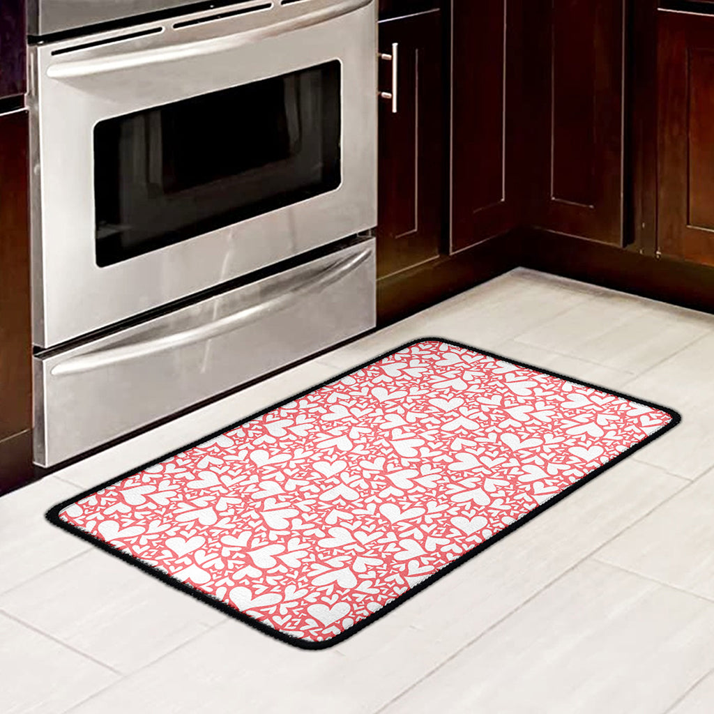 Valentine's Day Heart Pattern Print Kitchen Mat