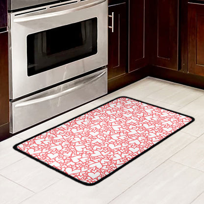 Valentine's Day Heart Pattern Print Kitchen Mat