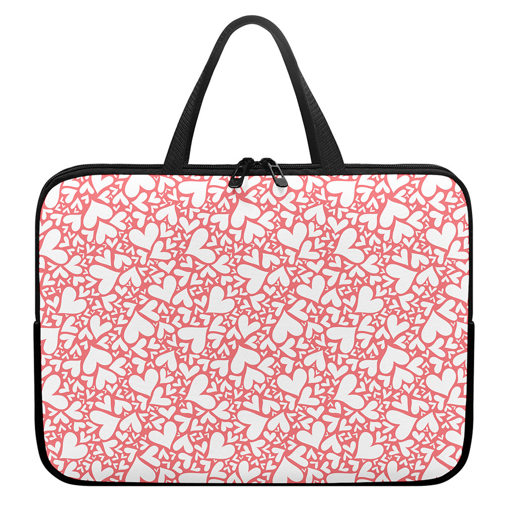 Valentine's Day Heart Pattern Print Laptop Sleeve With Handle