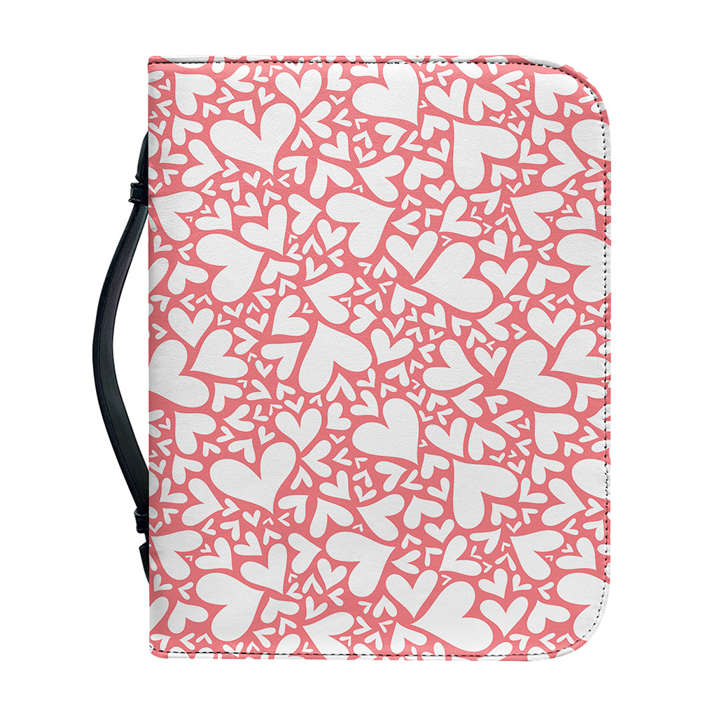 Valentine's Day Heart Pattern Print Leather Bible Cover