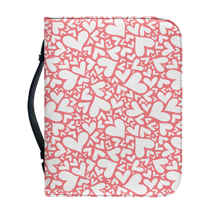 Valentine's Day Heart Pattern Print Leather Bible Cover