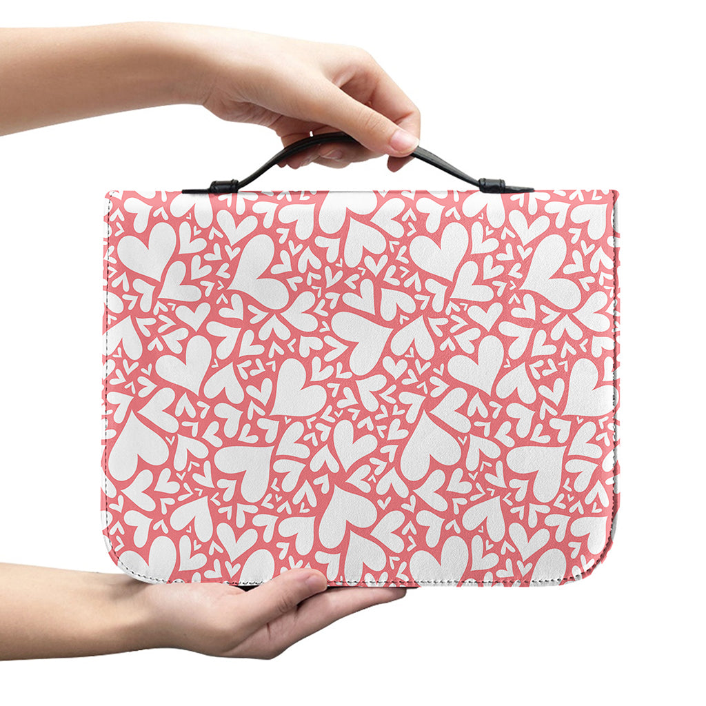 Valentine's Day Heart Pattern Print Leather Bible Cover