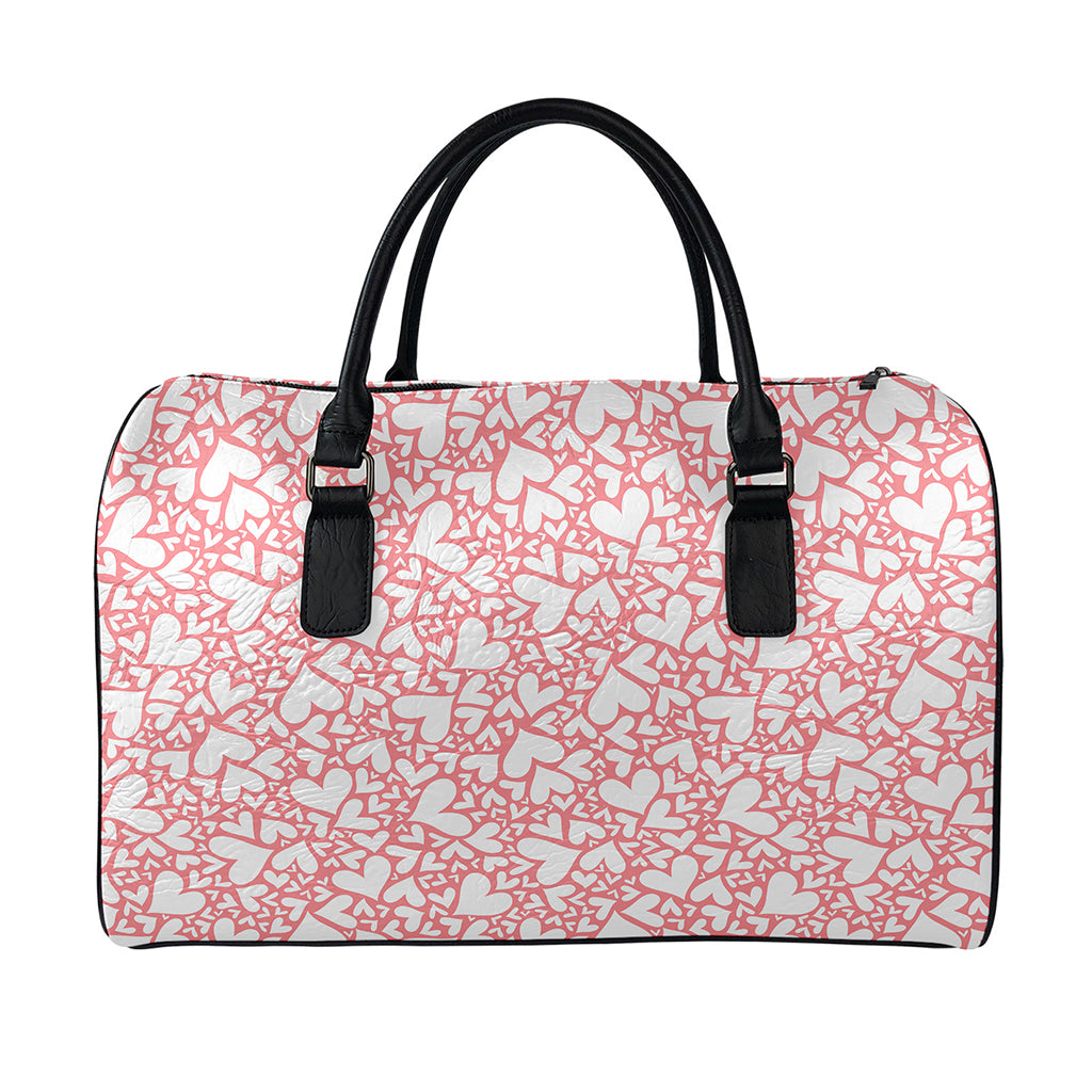 Valentine's Day Heart Pattern Print Leather Duffle Bag