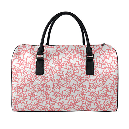 Valentine's Day Heart Pattern Print Leather Duffle Bag