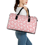 Valentine's Day Heart Pattern Print Leather Duffle Bag