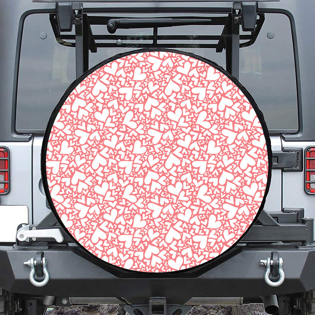 Valentine's Day Heart Pattern Print Leather Spare Tire Cover