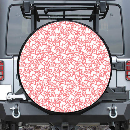 Valentine's Day Heart Pattern Print Leather Spare Tire Cover