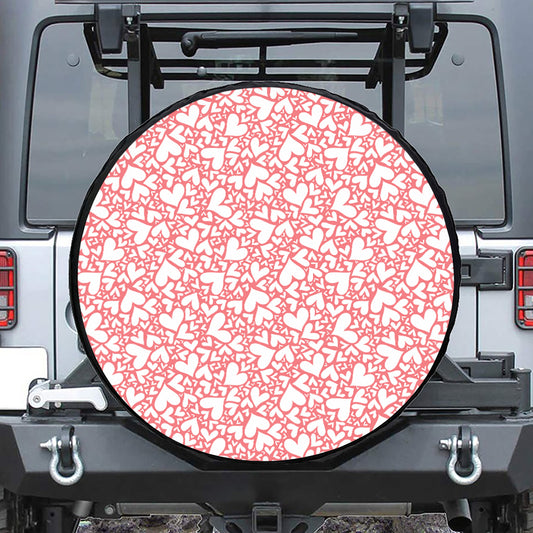 Valentine's Day Heart Pattern Print Leather Spare Tire Cover