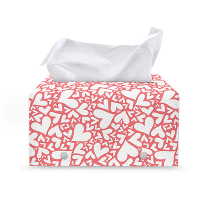 Valentine's Day Heart Pattern Print Leather Tissue Box Cover