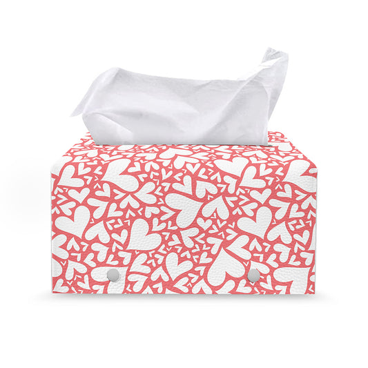 Valentine's Day Heart Pattern Print Leather Tissue Box Cover