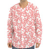 Valentine's Day Heart Pattern Print Long Sleeve Baseball Jersey