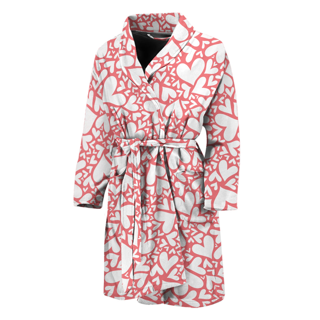 Valentine's Day Heart Pattern Print Men's Bathrobe