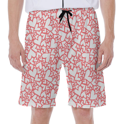 Valentine's Day Heart Pattern Print Men's Beach Shorts