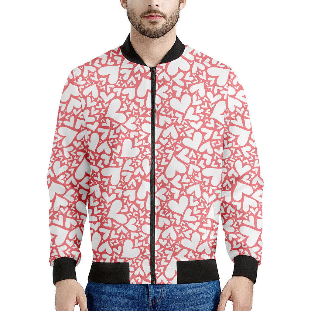 Valentine's Day Heart Pattern Print Men's Bomber Jacket