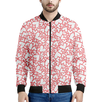 Valentine's Day Heart Pattern Print Men's Bomber Jacket