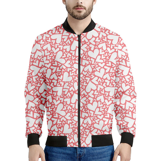 Valentine's Day Heart Pattern Print Men's Bomber Jacket