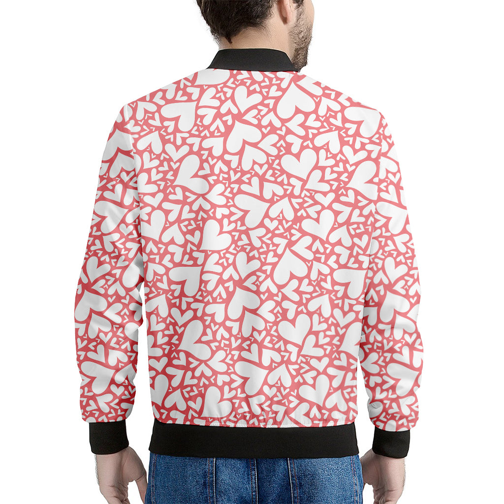 Valentine's Day Heart Pattern Print Men's Bomber Jacket