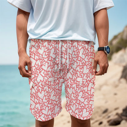Valentine's Day Heart Pattern Print Men's Cargo Shorts