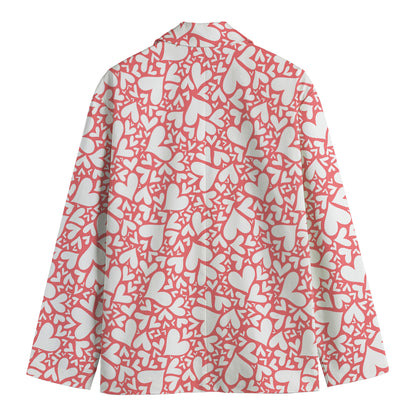 Valentine's Day Heart Pattern Print Men's Cotton Blazer