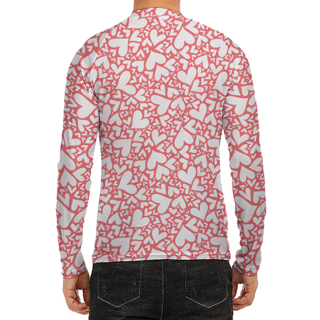 Valentine's Day Heart Pattern Print Men's Long Sleeve Rash Guard