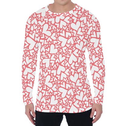 Valentine's Day Heart Pattern Print Men's Long Sleeve T-Shirt