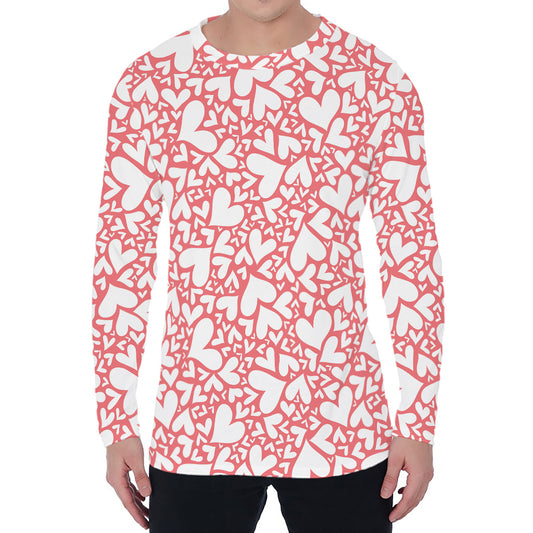 Valentine's Day Heart Pattern Print Men's Long Sleeve T-Shirt