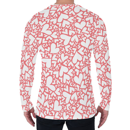 Valentine's Day Heart Pattern Print Men's Long Sleeve T-Shirt