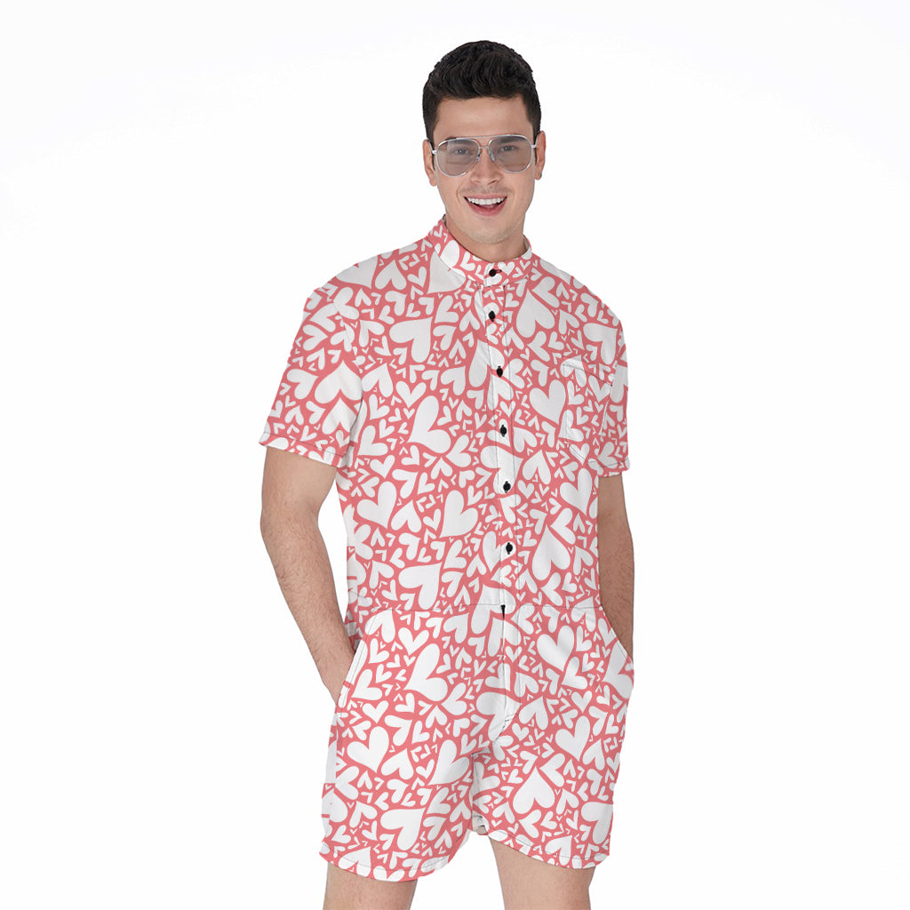 Valentine's Day Heart Pattern Print Men's Rompers