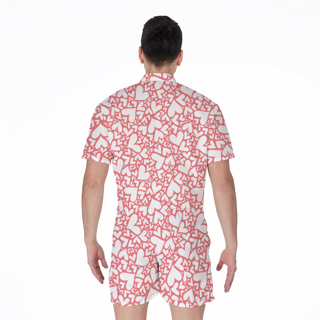 Valentine's Day Heart Pattern Print Men's Rompers