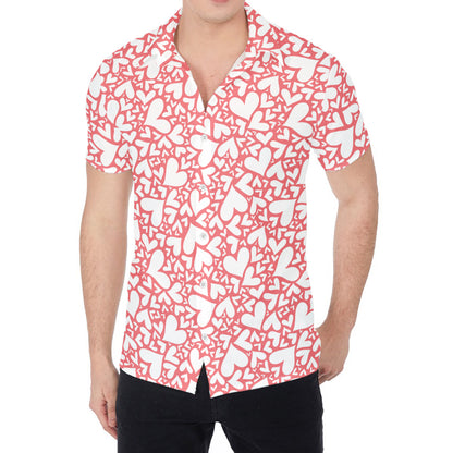 Valentine's Day Heart Pattern Print Men's Shirt
