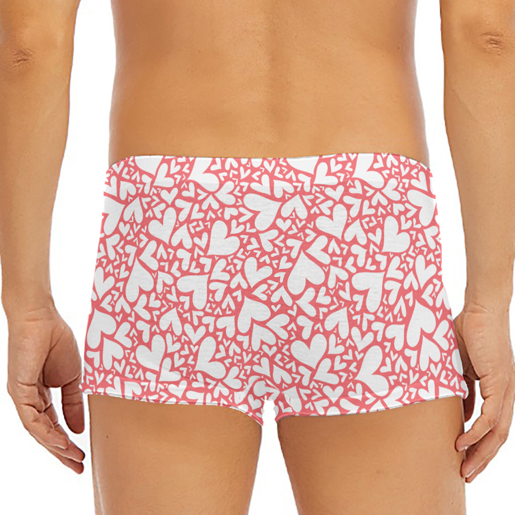 Valentine's Day Heart Pattern Print Men's Short Boxer Briefs