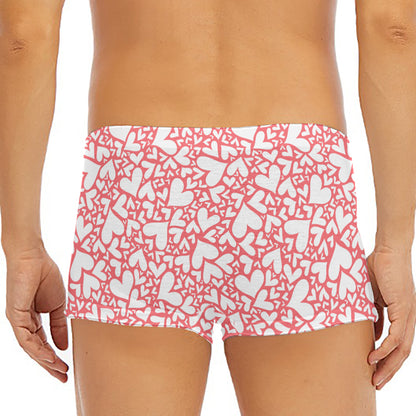 Valentine's Day Heart Pattern Print Men's Short Boxer Briefs