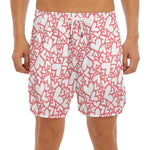 Valentine's Day Heart Pattern Print Men's Split Running Shorts