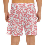 Valentine's Day Heart Pattern Print Men's Split Running Shorts