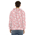 Valentine's Day Heart Pattern Print Men's Velvet Pullover Hoodie