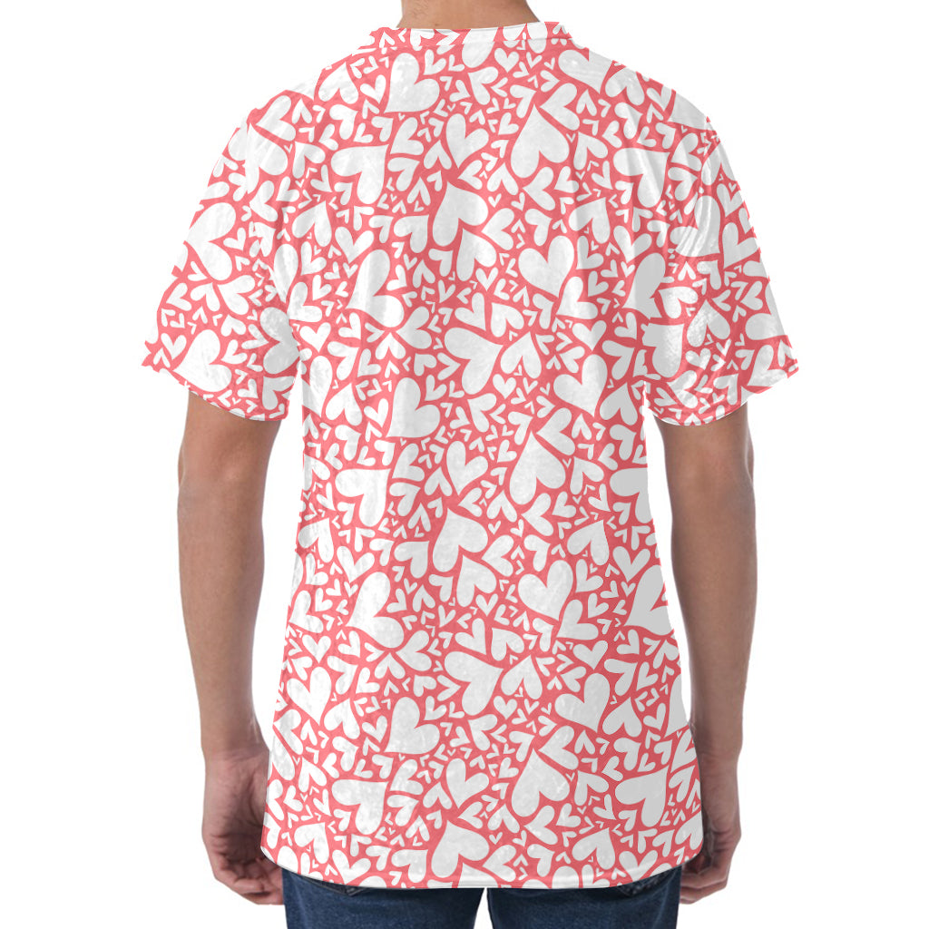Valentine's Day Heart Pattern Print Men's Velvet T-Shirt