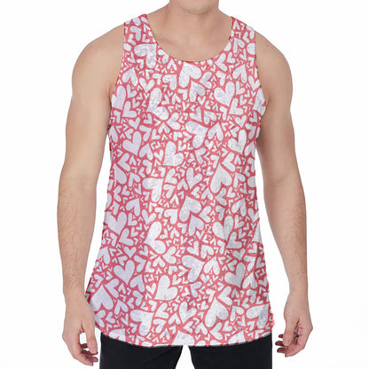Valentine's Day Heart Pattern Print Men's Velvet Tank Top