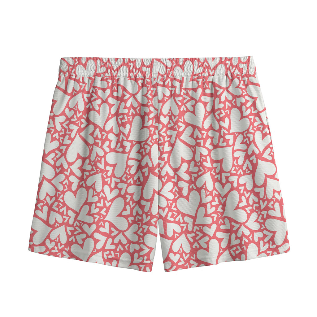 Valentine's Day Heart Pattern Print Mesh Shorts