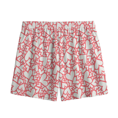Valentine's Day Heart Pattern Print Mesh Shorts