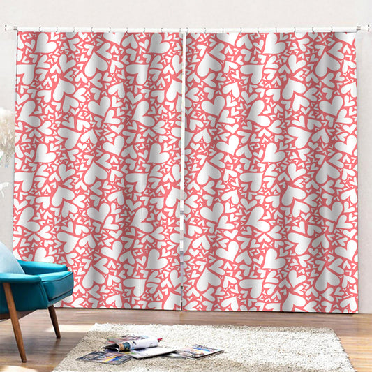 Valentine's Day Heart Pattern Print Pencil Pleat Curtains