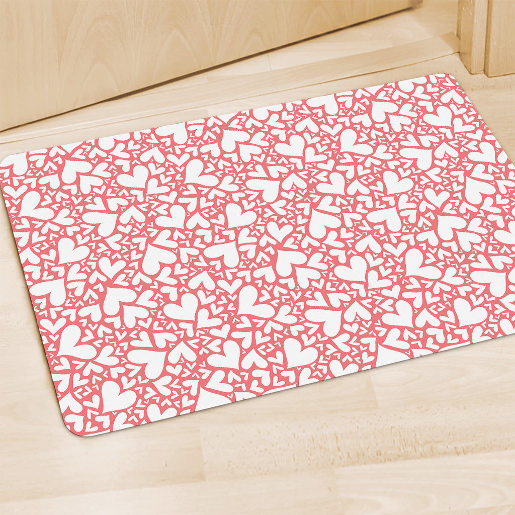 Valentine's Day Heart Pattern Print Polyester Doormat