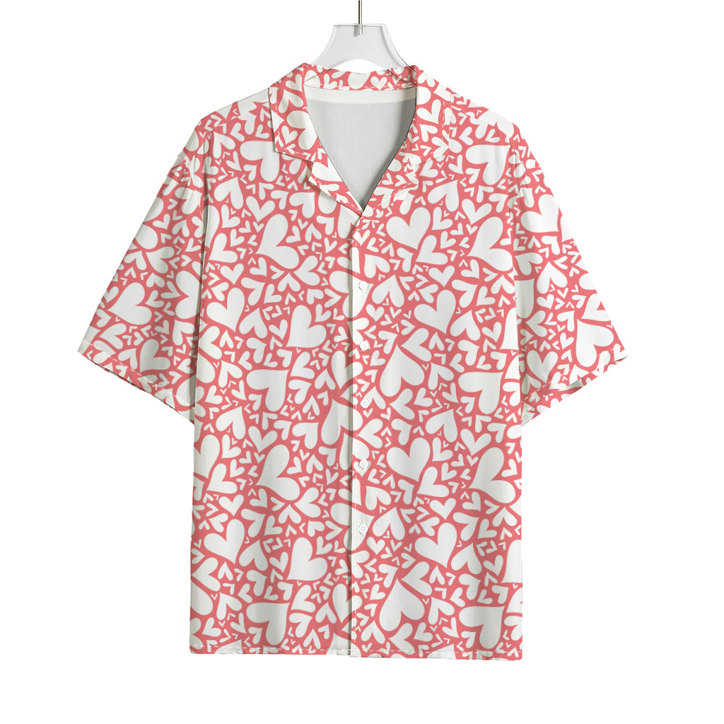 Valentine's Day Heart Pattern Print Rayon Hawaiian Shirt
