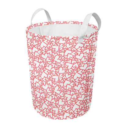 Valentine's Day Heart Pattern Print Round Laundry Basket
