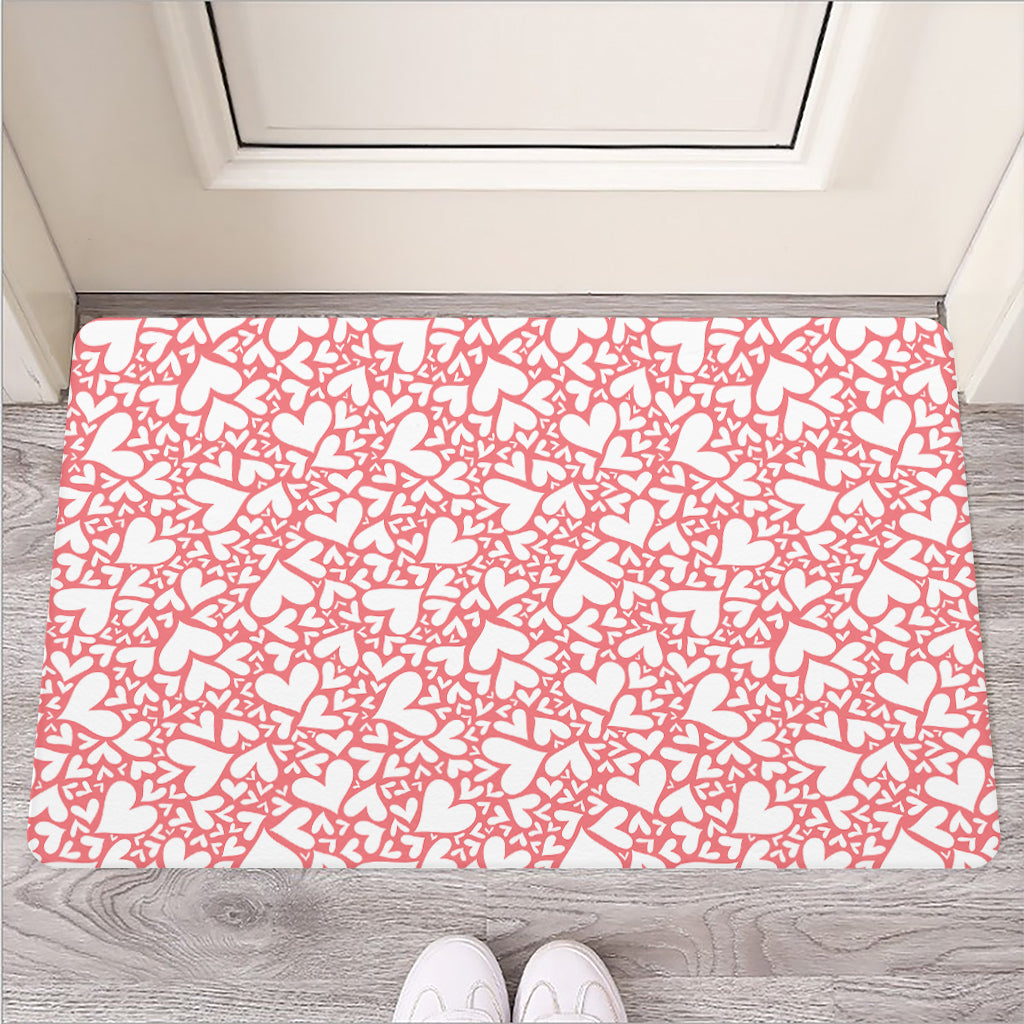 Valentine's Day Heart Pattern Print Rubber Doormat