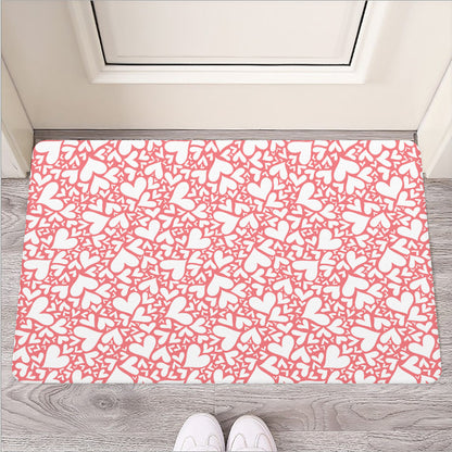 Valentine's Day Heart Pattern Print Rubber Doormat