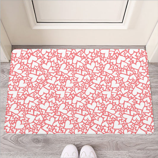 Valentine's Day Heart Pattern Print Rubber Doormat